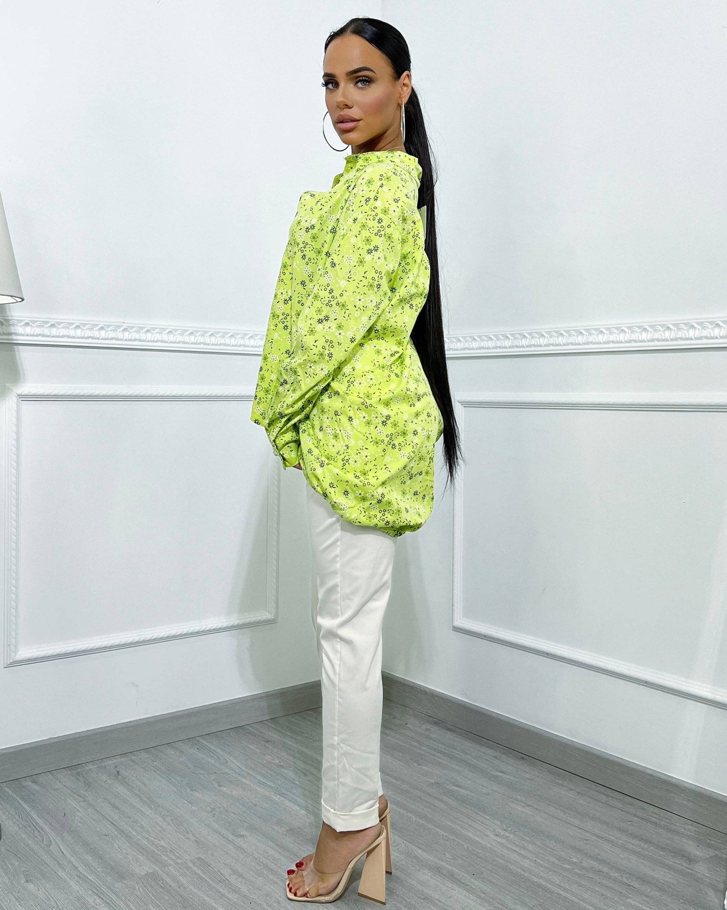 Green floral print shirt MB1027