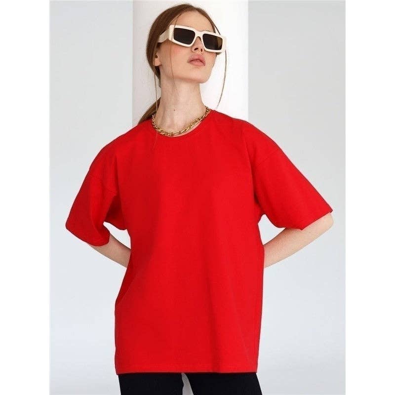 Tricou casual din bumbac, cu croială lejeră MB7011