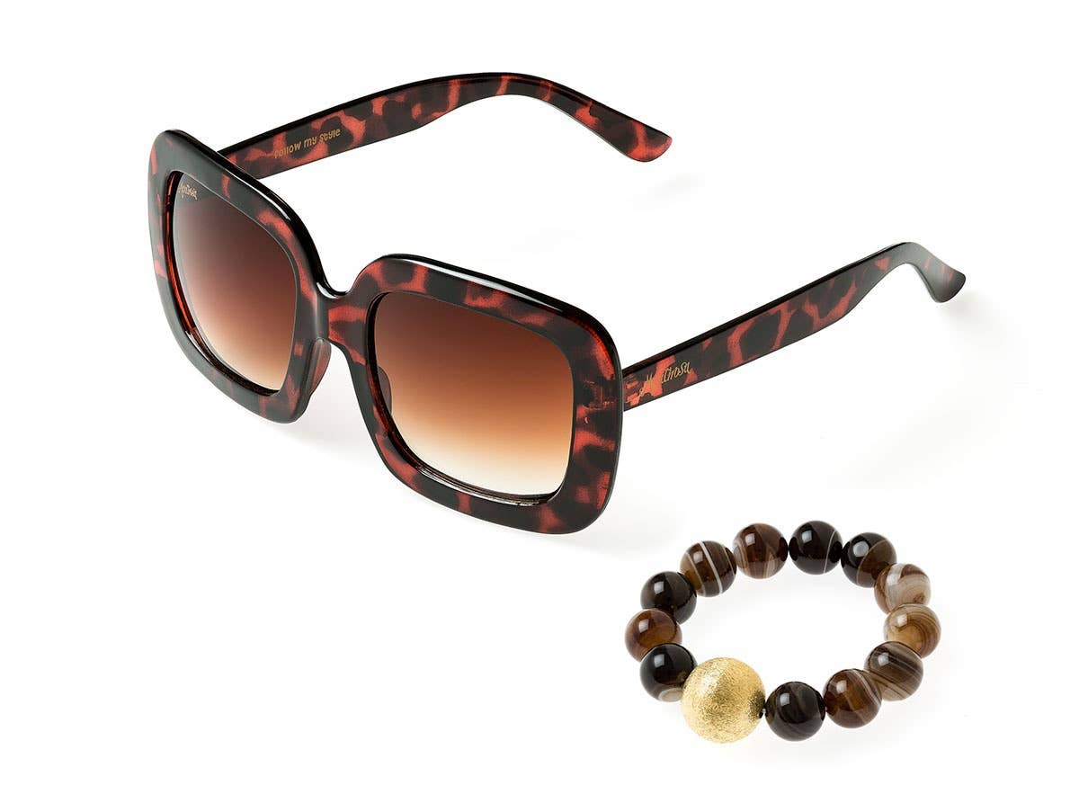 Women's sunglasses and natural stone bracelet in set MB3001