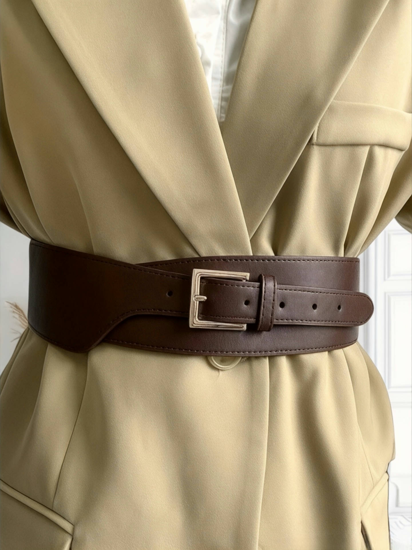 Wide faux leather belt CT09