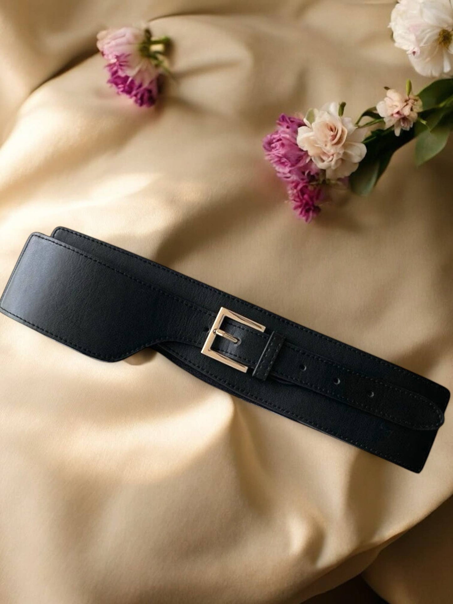 Wide faux leather belt CT09