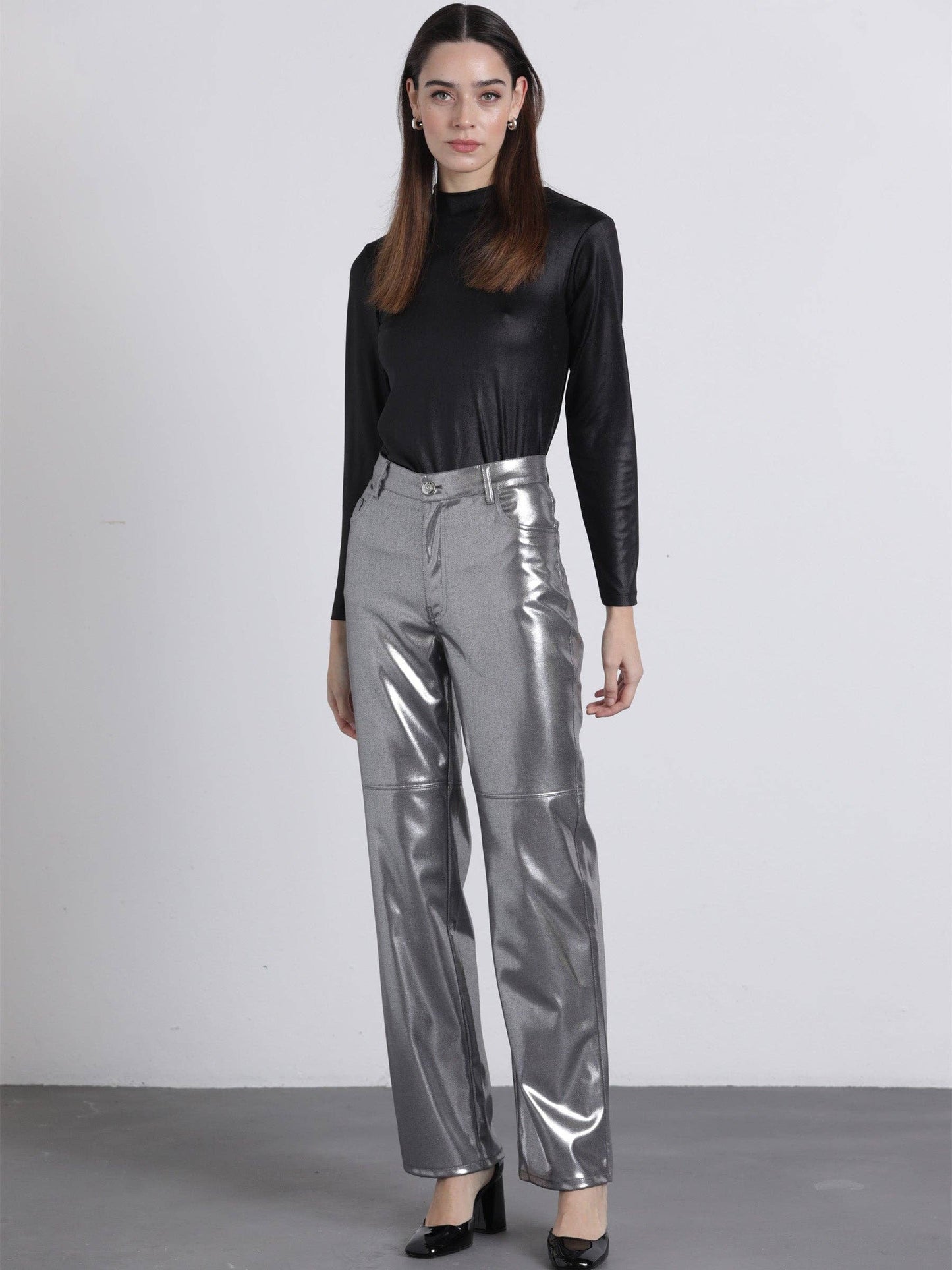 Metallic Trousers - Pantaloni Premium Textură Metalică 500105