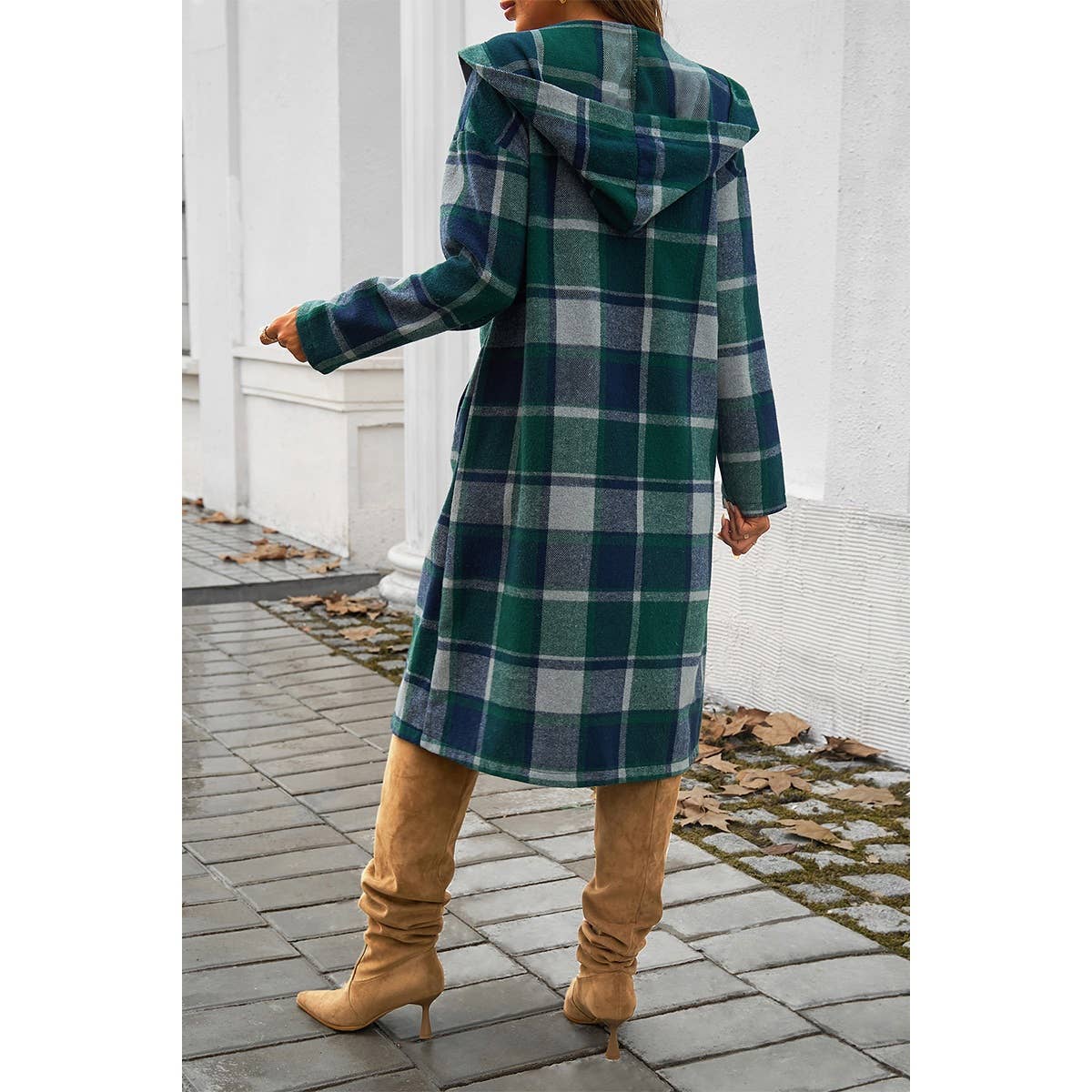 Plaid Print Button Down Lapel Collar Trendy Coat MB1004