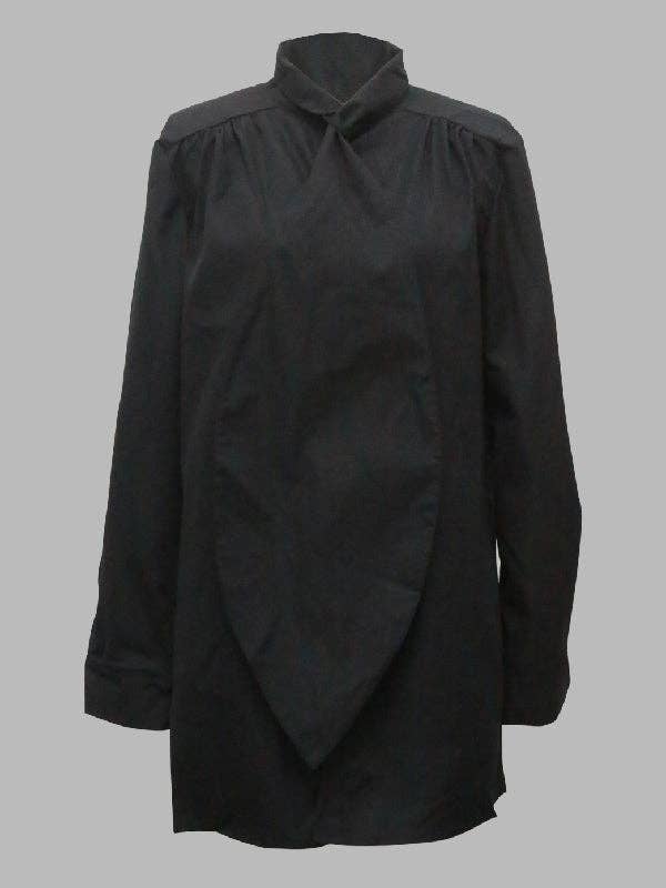 Long Sleeves Loose Solid Color High-Neck Blouses&Shirts Tops MBC3007