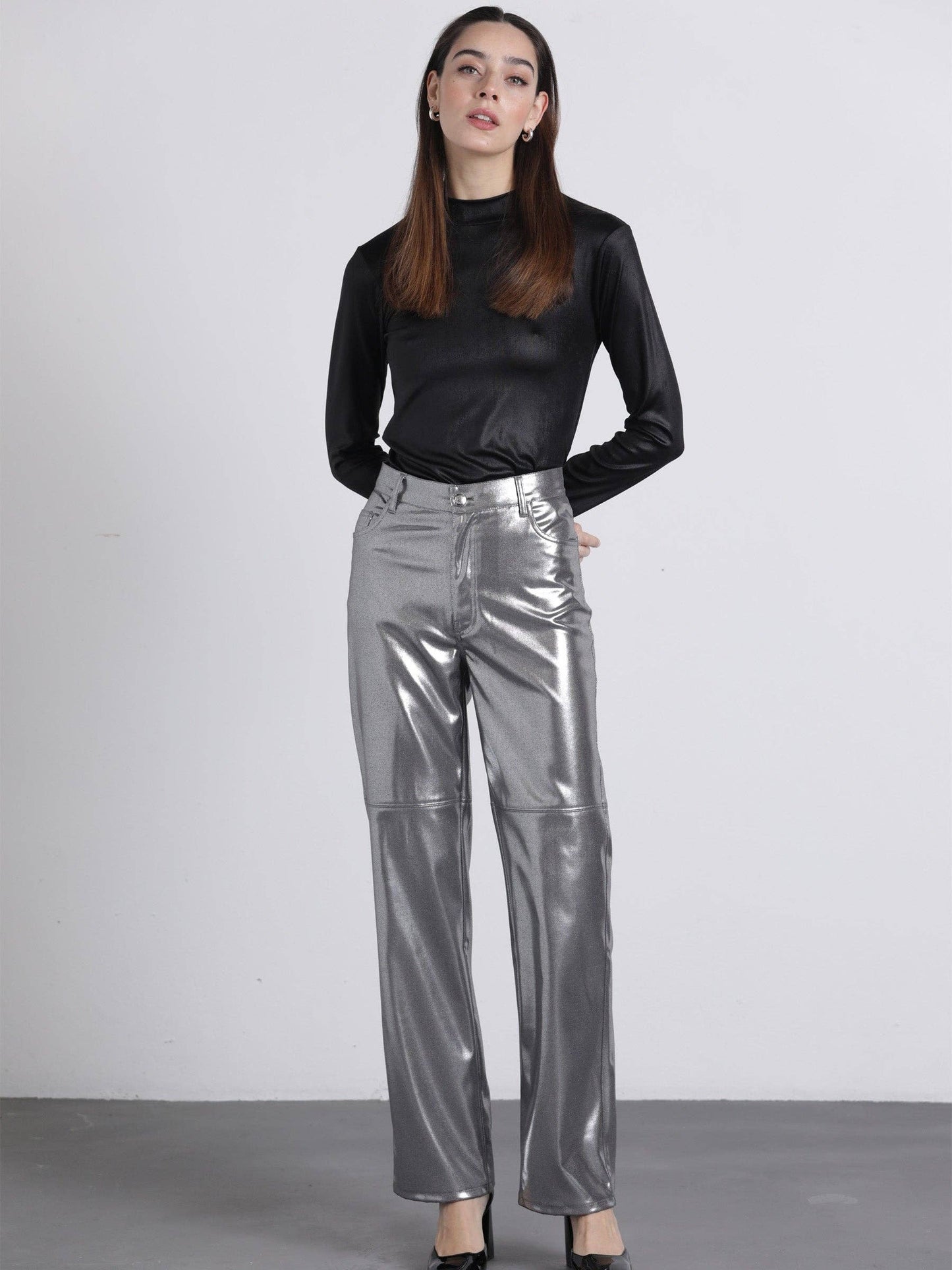 Metallic Trousers - Pantaloni Premium Textură Metalică 500105