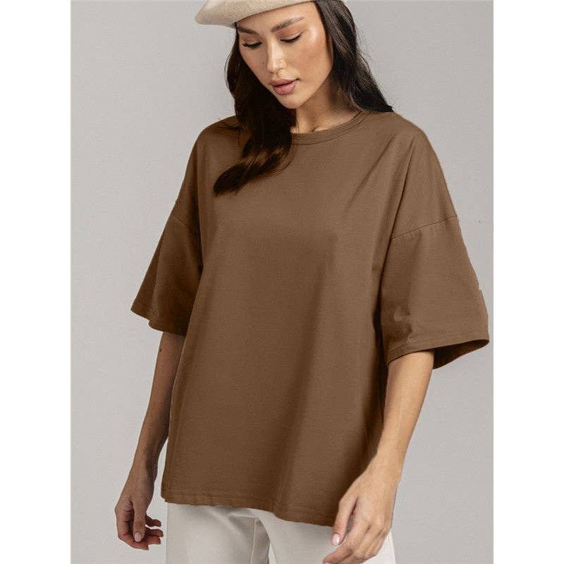 Tricou casual din bumbac, cu croială lejeră MB7011