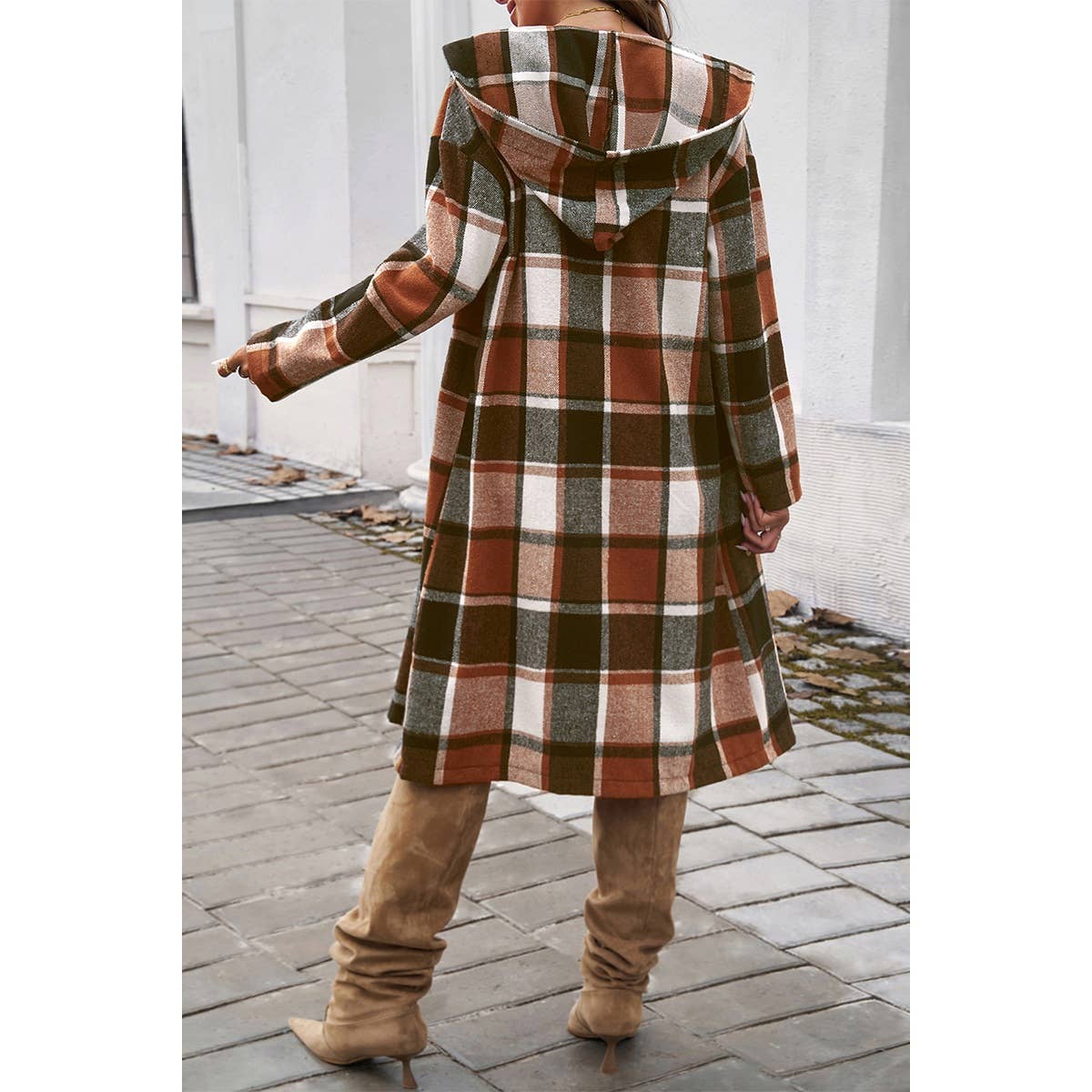 Plaid Print Button Down Lapel Collar Trendy Coat MB1004