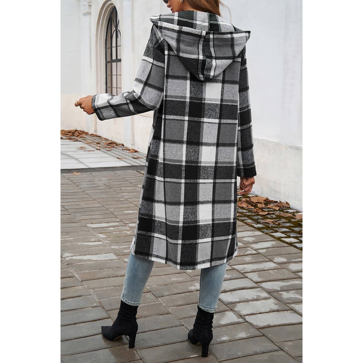 Plaid Print Button Down Lapel Collar Trendy Coat MB1004
