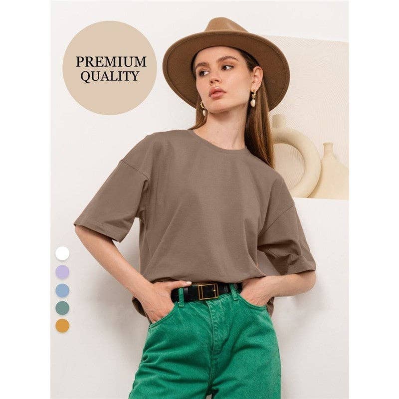 Tricou casual din bumbac, cu croială lejeră MB7011
