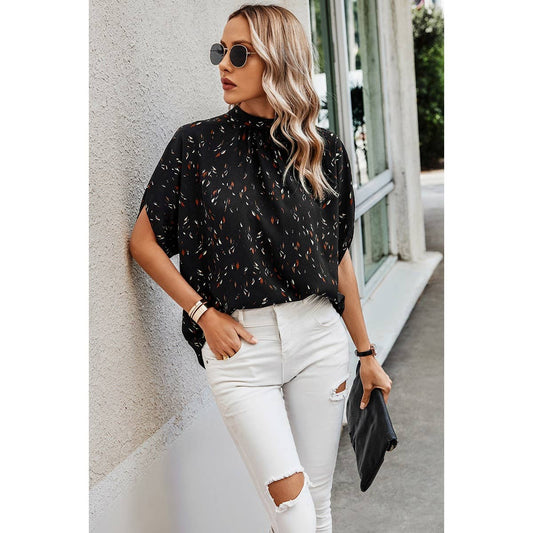 Leopard Print Open Back Knot Drop Shoulder Top MB1005