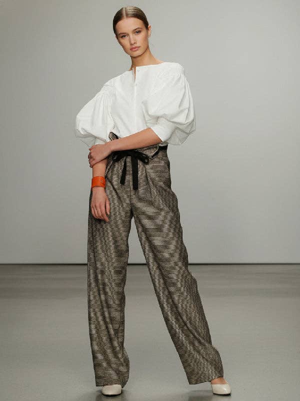 Puff Sleeves Buttoned Solid Color Blouses&shirts Tops  MBC3009