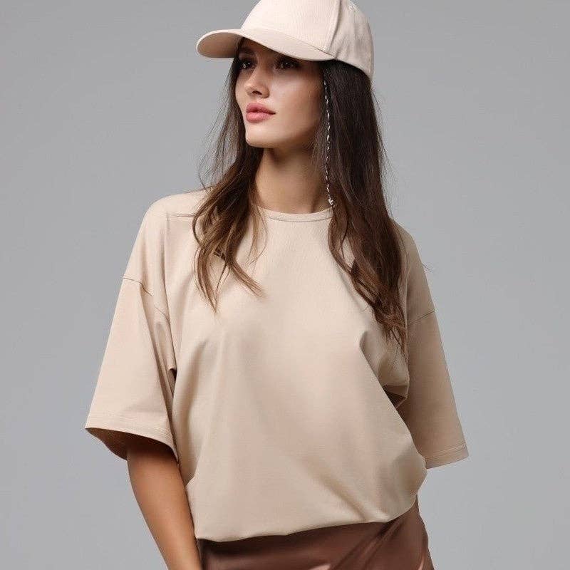 Tricou casual din bumbac, cu croială lejeră MB7011