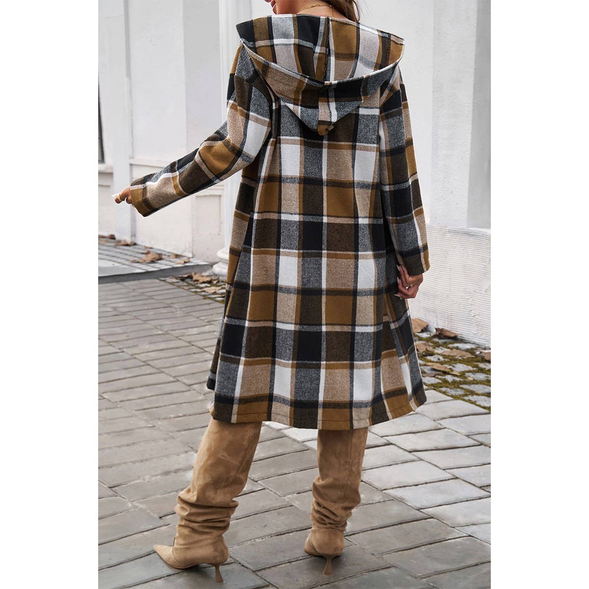 Plaid Print Button Down Lapel Collar Trendy Coat MB1004